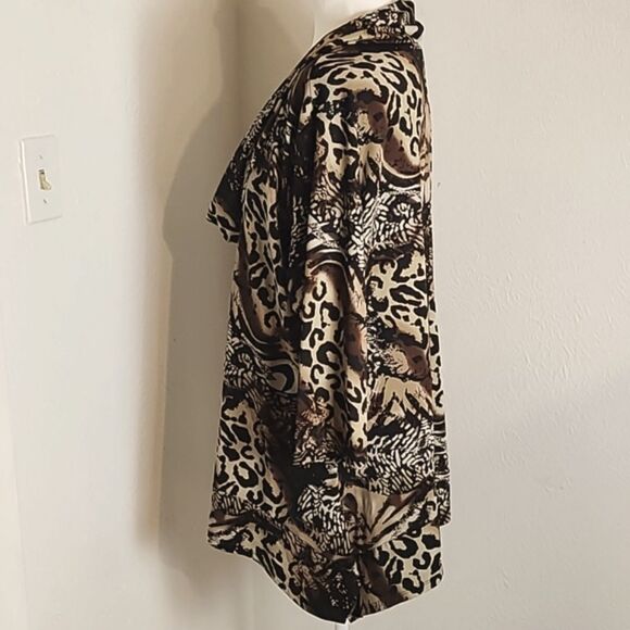 Notations Brown & Beige Animal Print Tunic with Long Cowl Neck, Size 1X - Picture 6 of 10